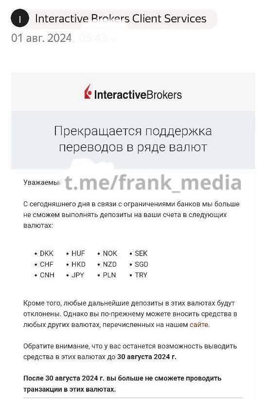 Interactive Brokers вводит ограничения на пополнение счетов для россиян